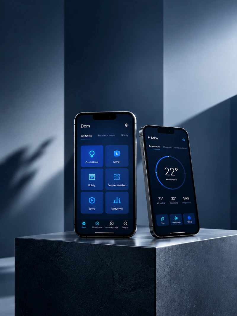 Aplikacja Smart Home na dwóch telefonach